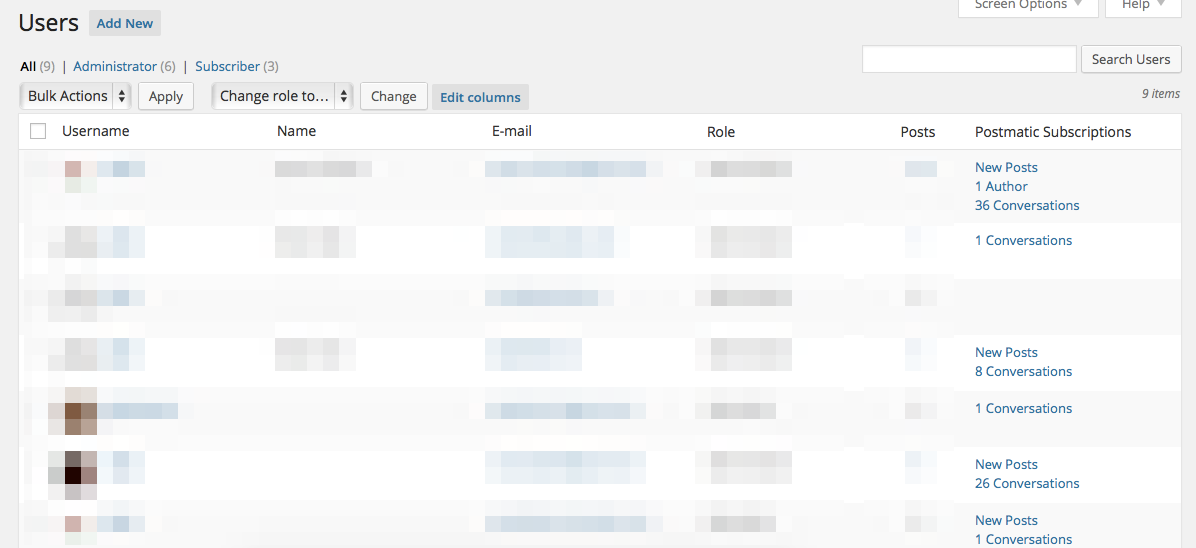 Users menu in WordPress dashboard