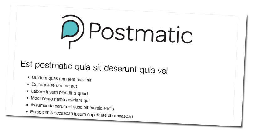 Screenshot of centered Postmatic email header