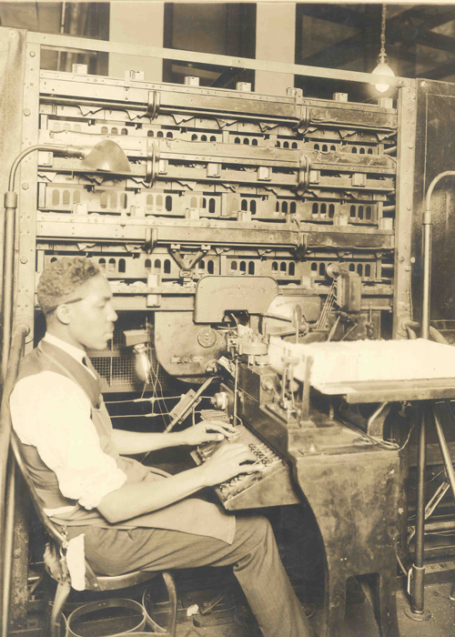 Man in 1923 with letter sorter