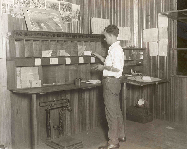 Man sorting mail