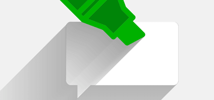 Illustration of green highlighter with speech bubble