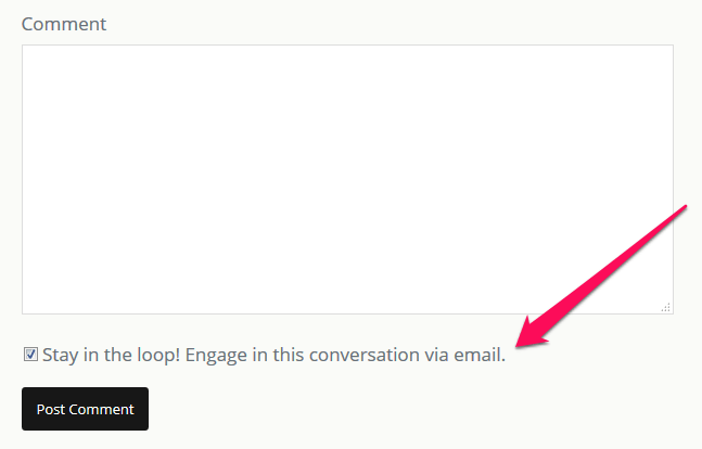 Screenshot of Postmatic customized opt-in text with comment form