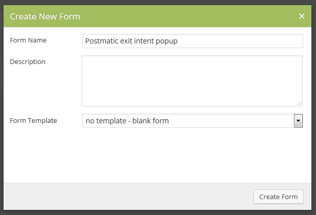 Create Caldera Form screen